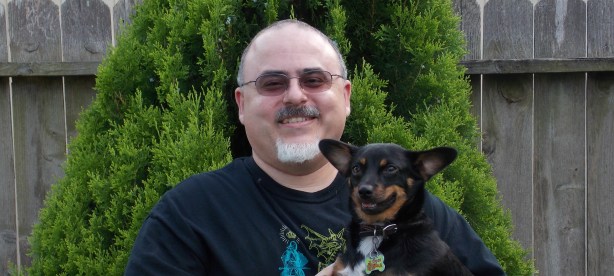 This is Sharky and his dog Cujo. Don't let the cute little face fool you, though; he'll bite your arm off! The dog is fierce too!